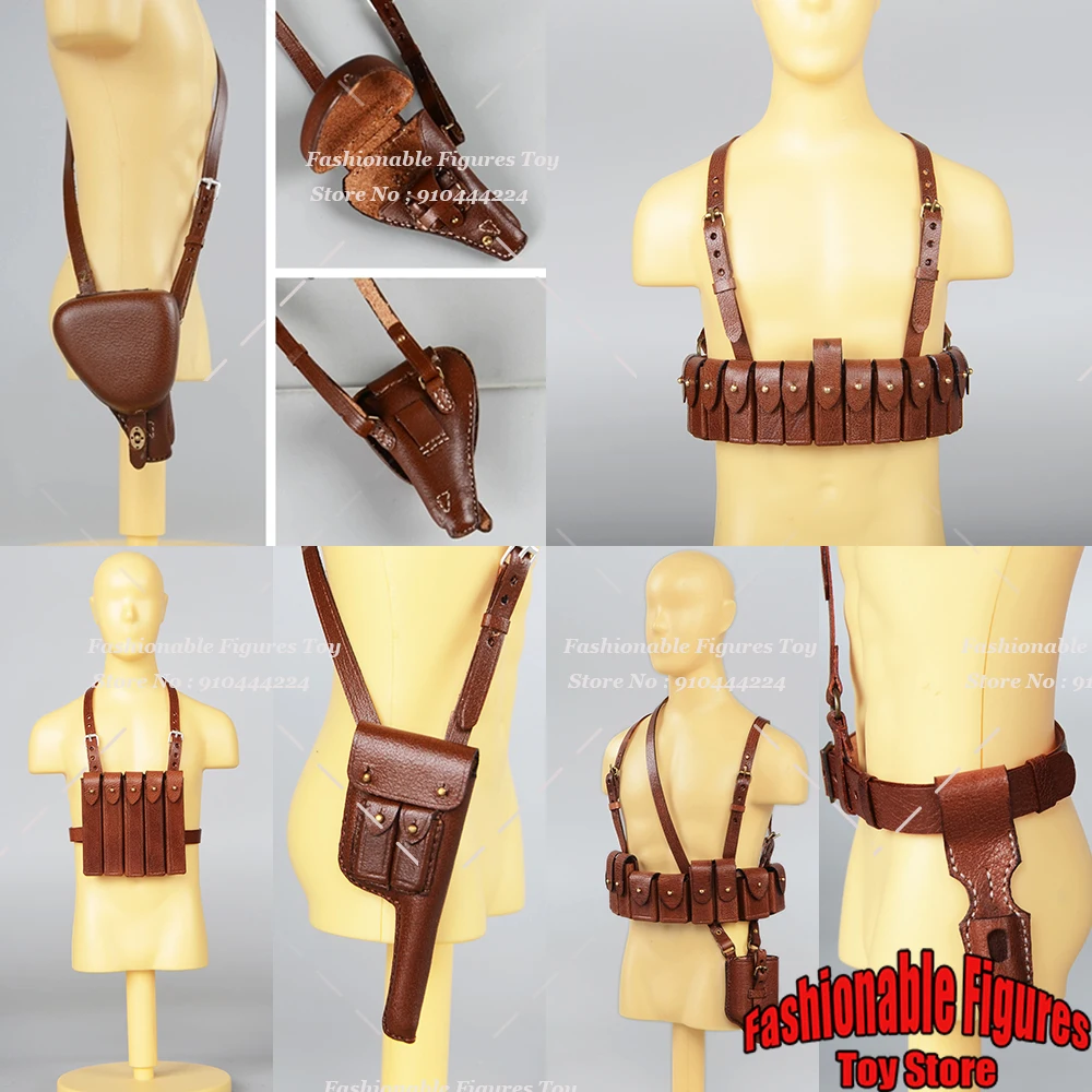 1/6 żołnierz skórzany pistolet maszynowy klatka piersiowa wisząca torba na amunicję pas biodrowy pasek na ramię pasuje do 12-calowych lalek figurkowych