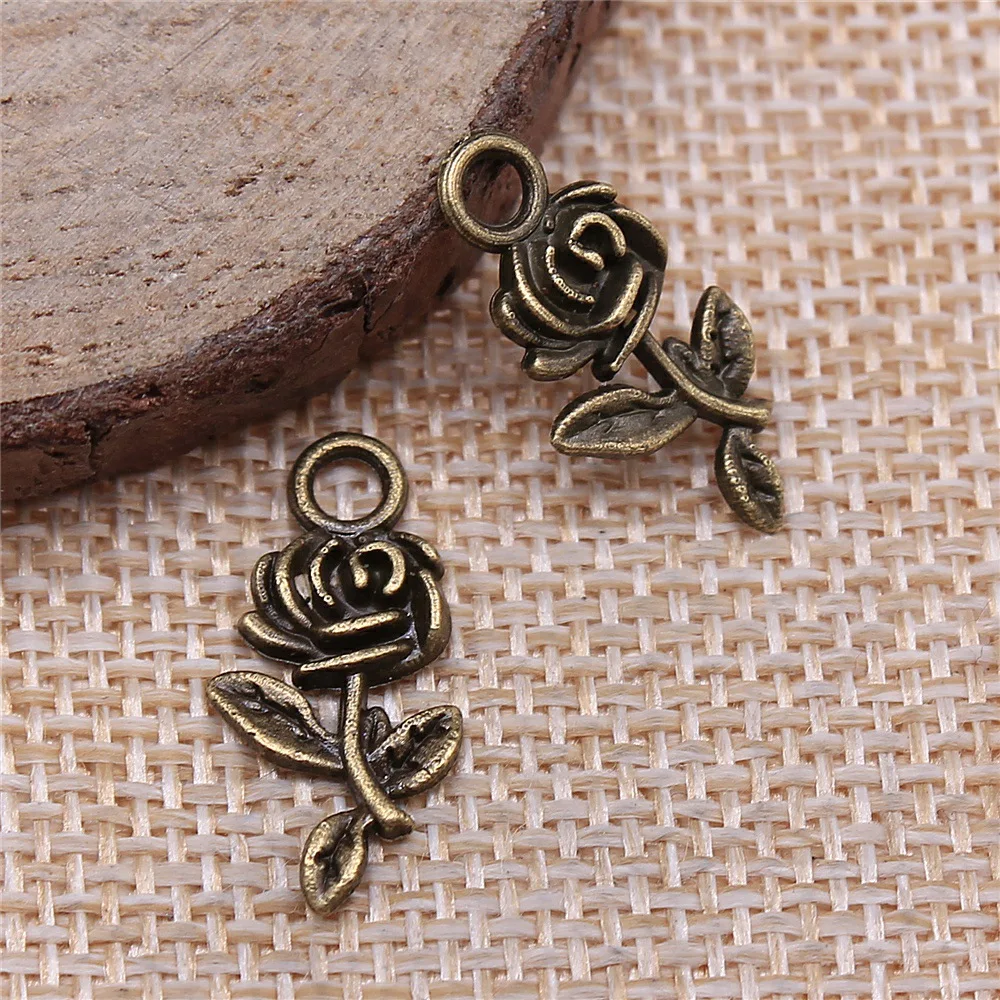 

30pcs 21mm Alloy Charms Flower Rose Pendants