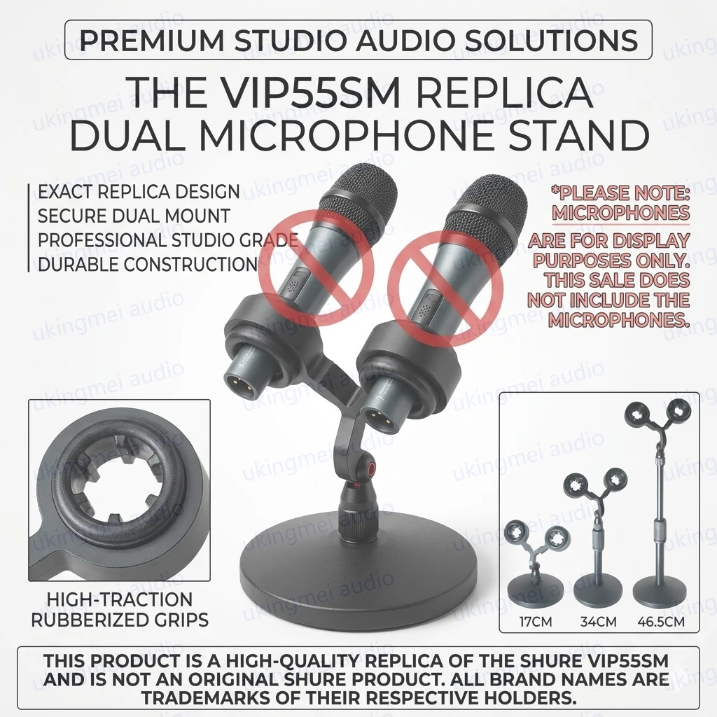 Immagine 3: VIP55SM Kit di installazione doppio microfono Supporto universale per microfono presidenziale SM57 Supporto doppio Supporto antiurto per microfono
