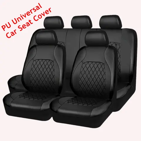 Fundas universales para asientos de coche, fundas para asientos deportivos de moda negra de PU, funda para asiento de coche de PU, accesorios interiores universales