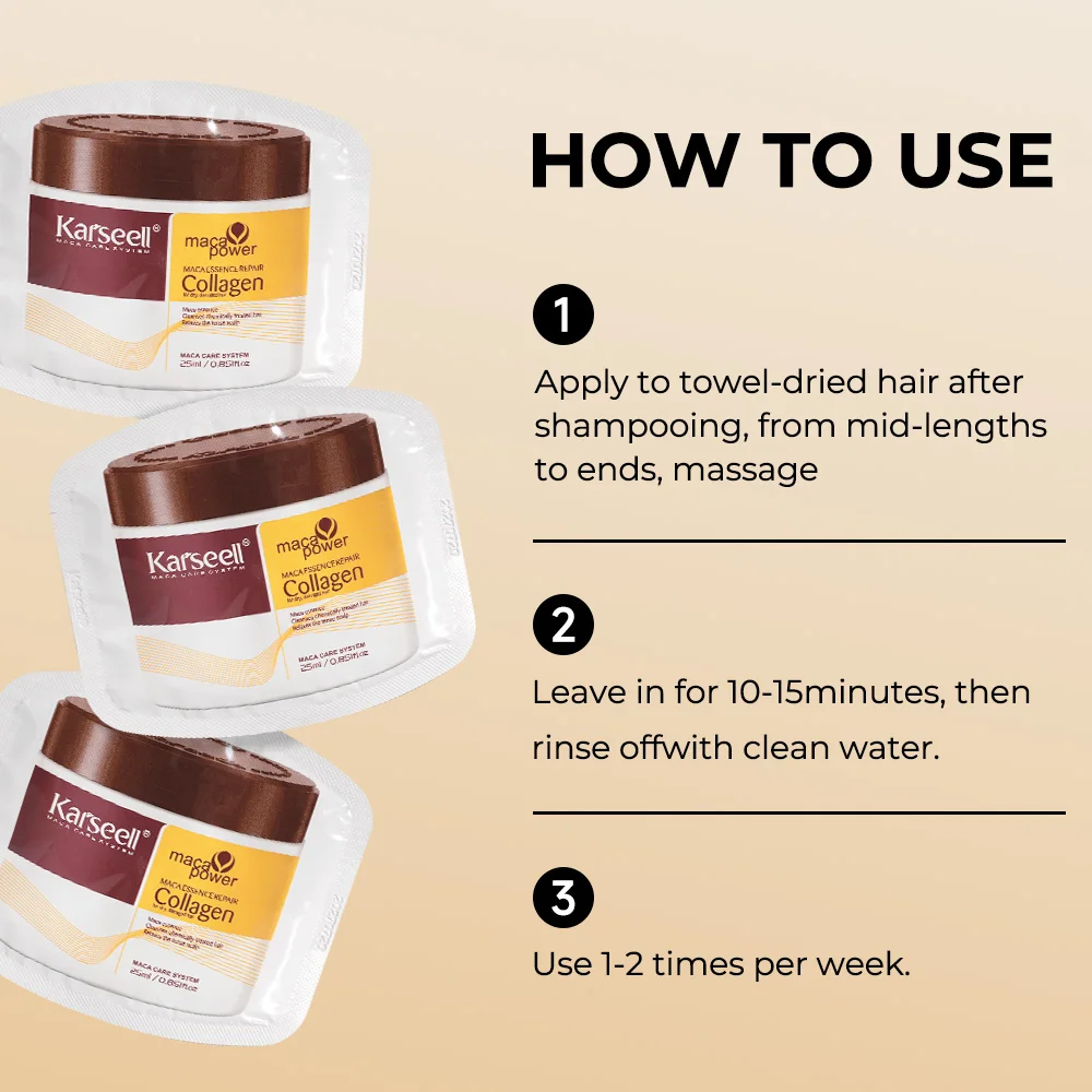 Karseell 24 packs/box Collagen Hair Treatment Deep Repair Conditioning Argan Oil Collagen Hair Mask Essence for Dry Damaged Hair - Image 6