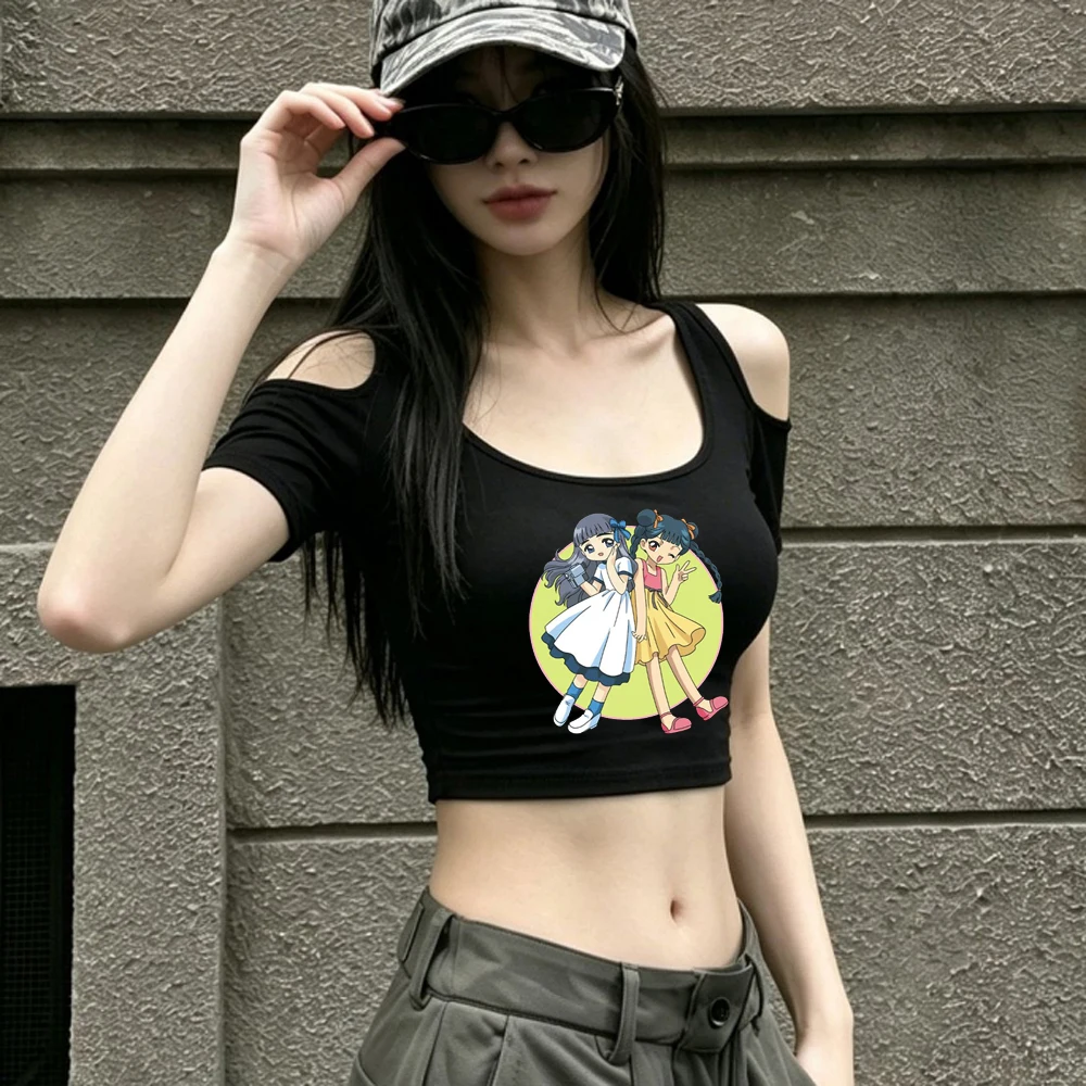Cardcaptor Sakura cropped top women cheap japanese gothic scene  vintage shirt gyaru meme cheap clearance sales grunge