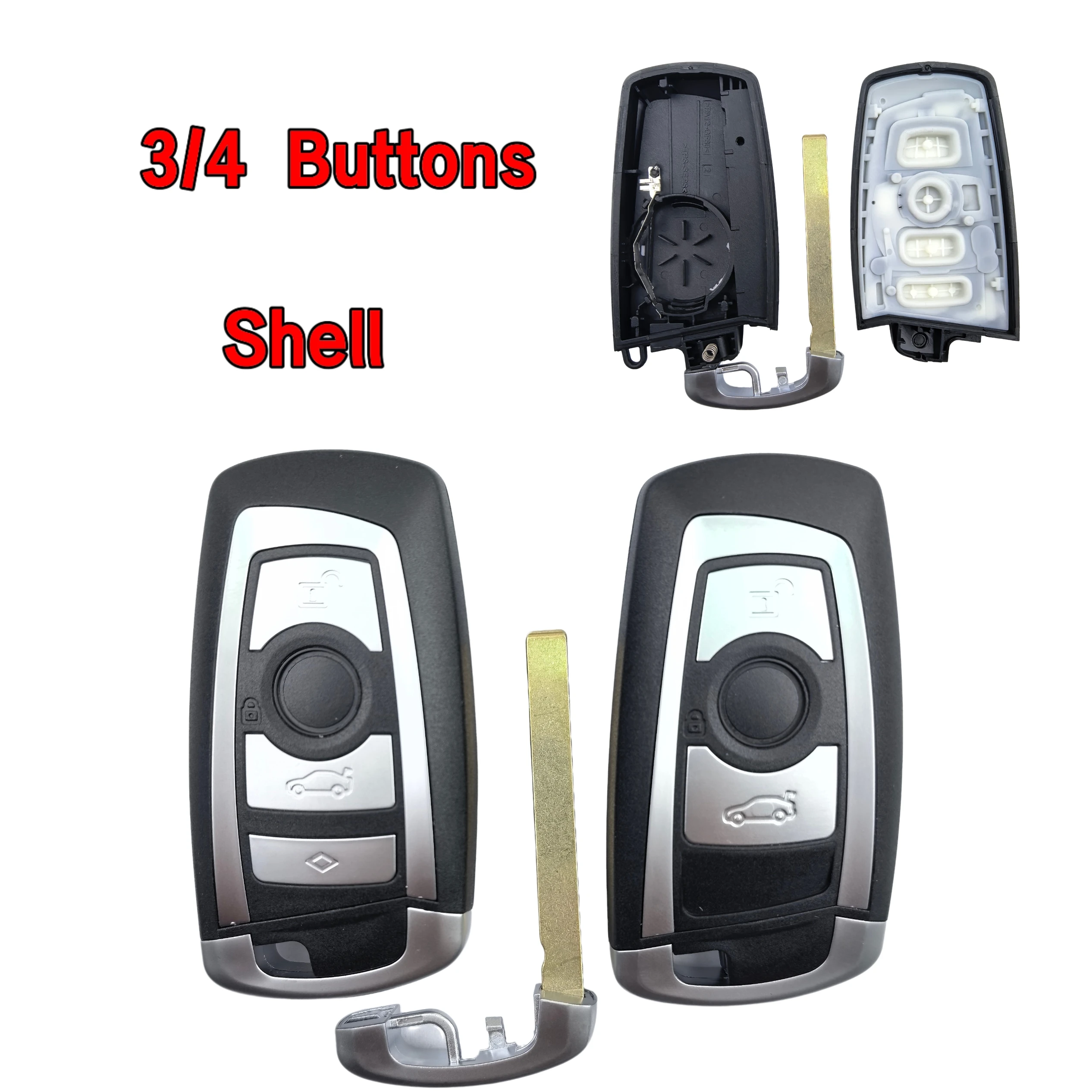 Jingxin 3/4 Buttons Remote Smart Car Key Shell For BMW CAS4 F 3 5 7 Series F10 F20 F30 F40 X5 E92 E90 Key Case Replacement Cover