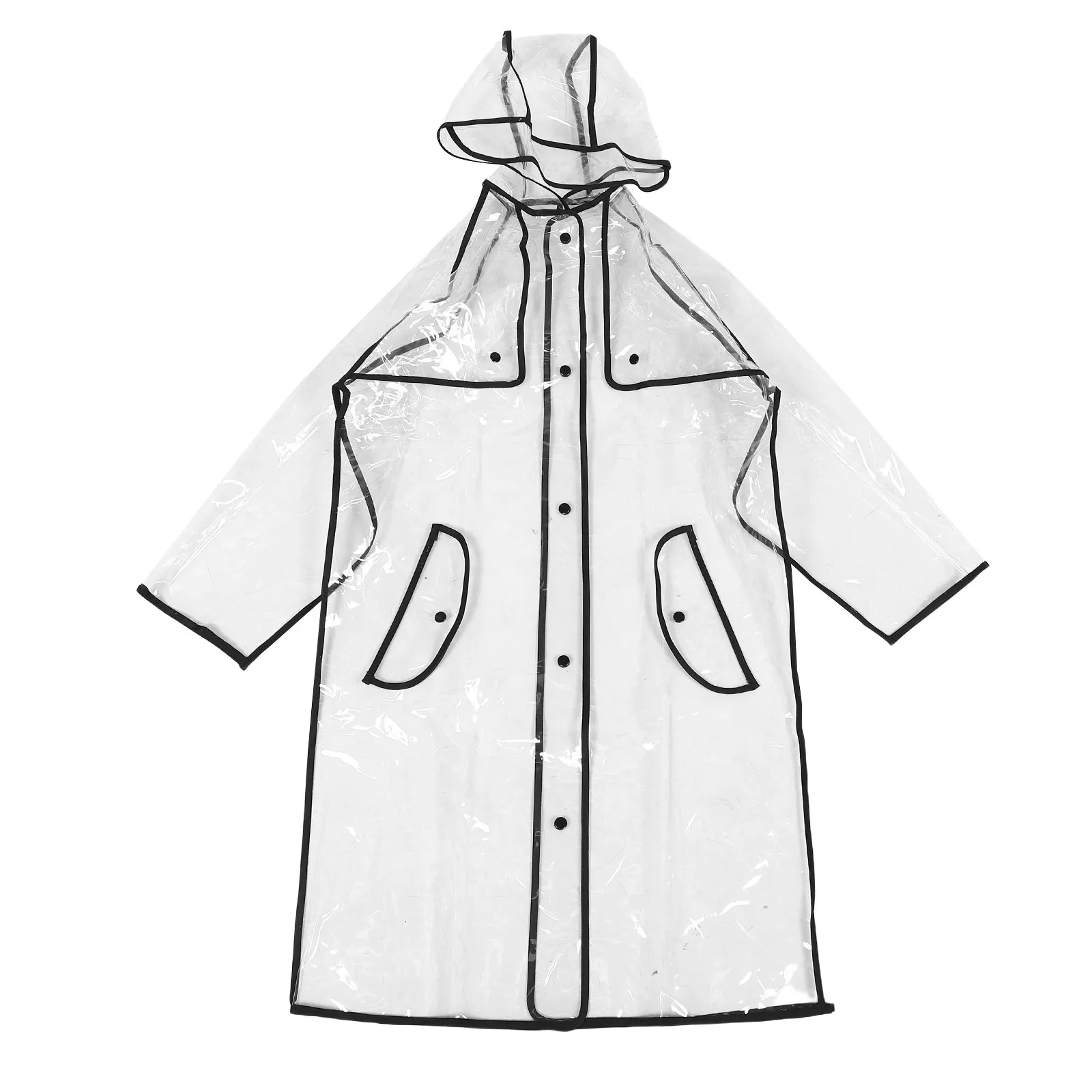 

Waterproof Clear Raincoat for Student Transparent Hooded Rain Jacket Lightweight Portable with Black Edge Durability