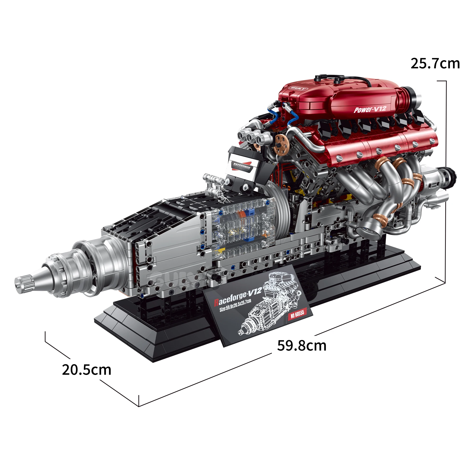 GULY 60555 V12 Engine Model Building Blocks Creative World Famous Car Engine Series City DIY Difficult Model Toy for Boy Gifts