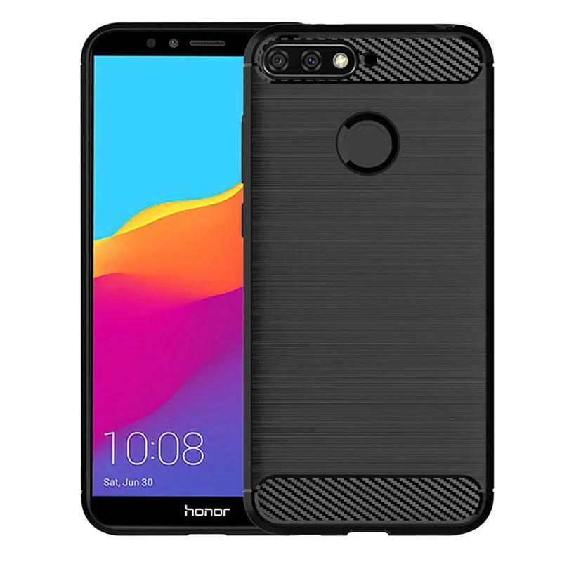 Luxury Carbon Fiber Case for Huawei Y6 2018 Full Protective Soft Phone Cover for y6 2018 Huawey Shockproof Silicone Case