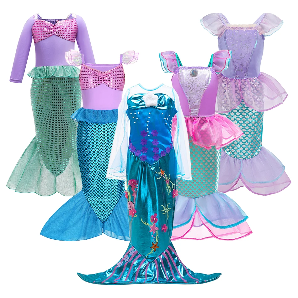 Kids Carnival Merman Cosplay Dress Up Costume Girls Mermaid Princess Dresses 2026 Girl Clothes Christmas Child Fish Tail Skirt