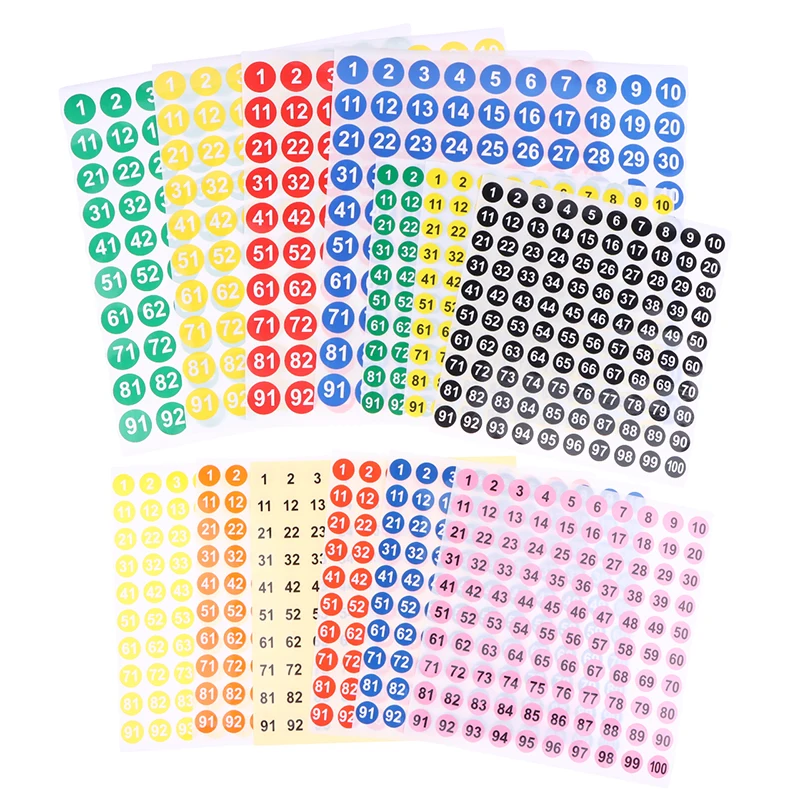 5Sheets Number Stickers 1-100 Waterproof Label For Nail Polish Bottle Scrapbooking Diary DIY Craft Stationery