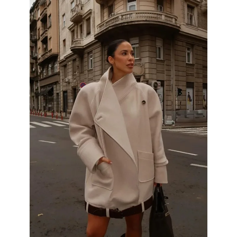 

2026 Women's Spring Commuter Jacket Fashionable Women's Casual Long-Sleeve Belted Buttoned Loose Short Coat