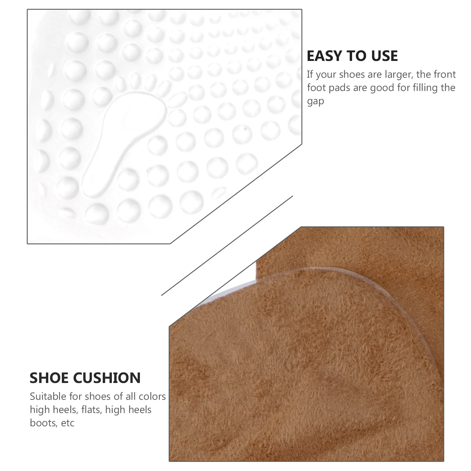 

2pcs High Heel Cushion Forefoot Pad Thickened Shoe Insoles Anti-Slip Foot Comfort For All Shoes High Heel Pads