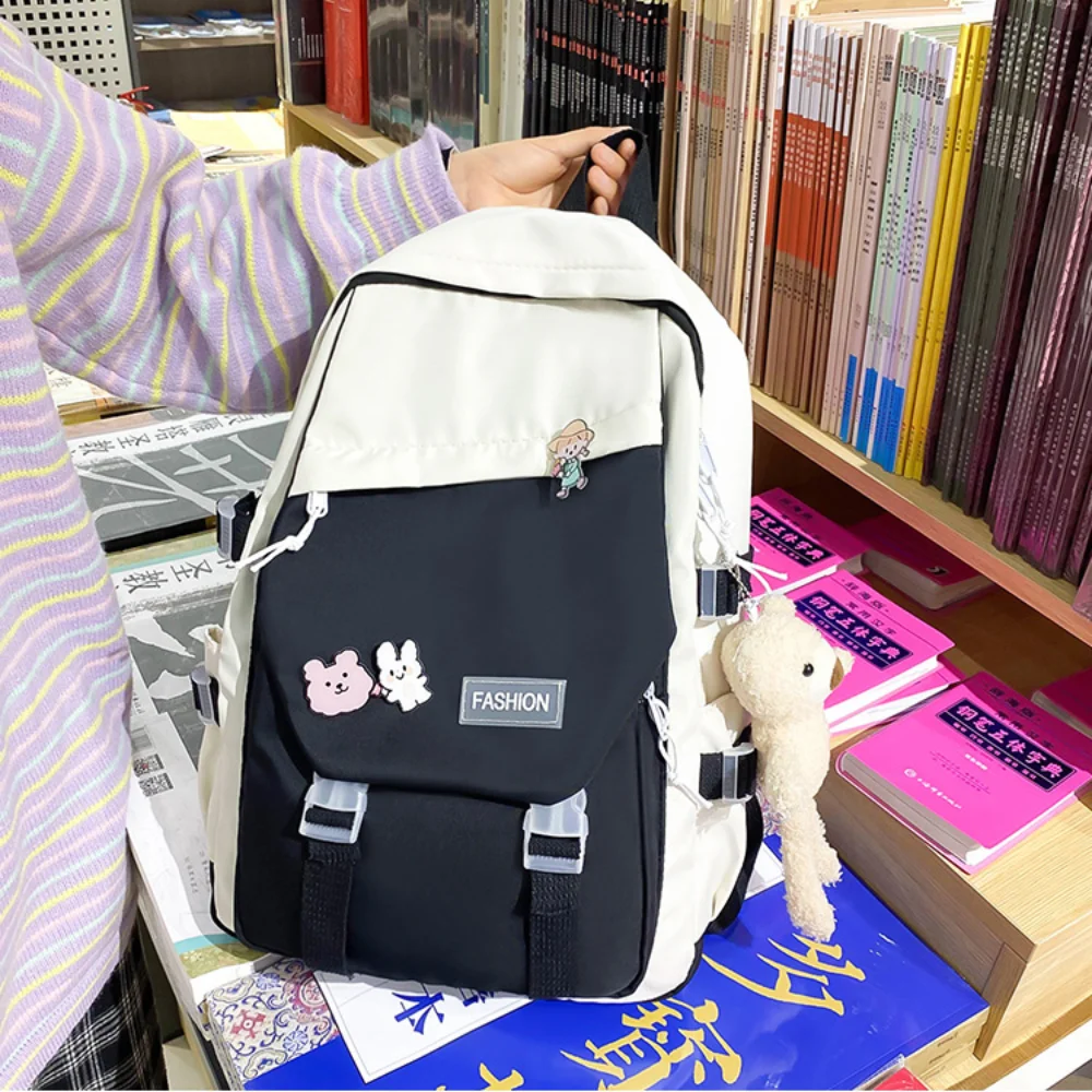 Fashion Preppy Workwear Style Backpack Nylon Large Capacity Students Backpack Japanese Style Casual Shoulder Bag Girls