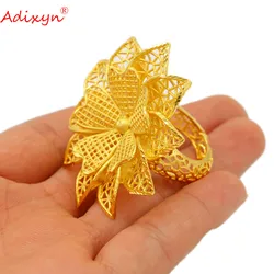Adixyn four desigh African Wedding Bands 24K Gold Color Flower Shape Rings for Women Indian Bride Wedding Gifts N032914