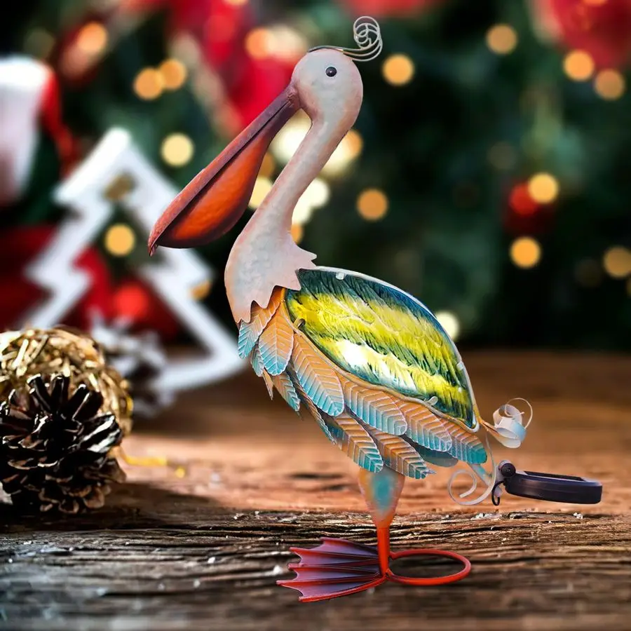 

Солнечные металлические статуэтки пеликанов для сада, стеклянные уличные скульптуры пеликанов, декор для двора в виде прибрежных птиц, украшение для газона