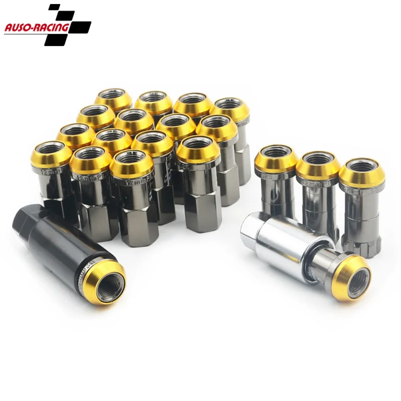 

Racing Car Modified Female Wheel Nut Chrome Titanium Alloy Coated Anti-Theft Ear Nut LockM12x1.25 M12x1.5