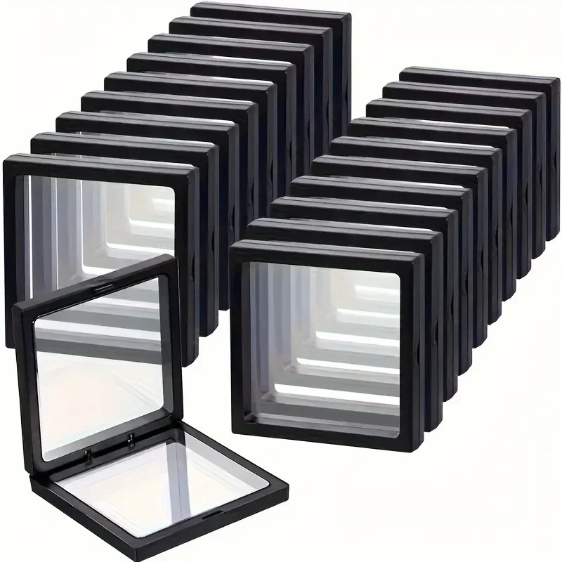 

10pcs Transparent Dustproof Jewelry Boxes, 3D Suspended Display Packaging
