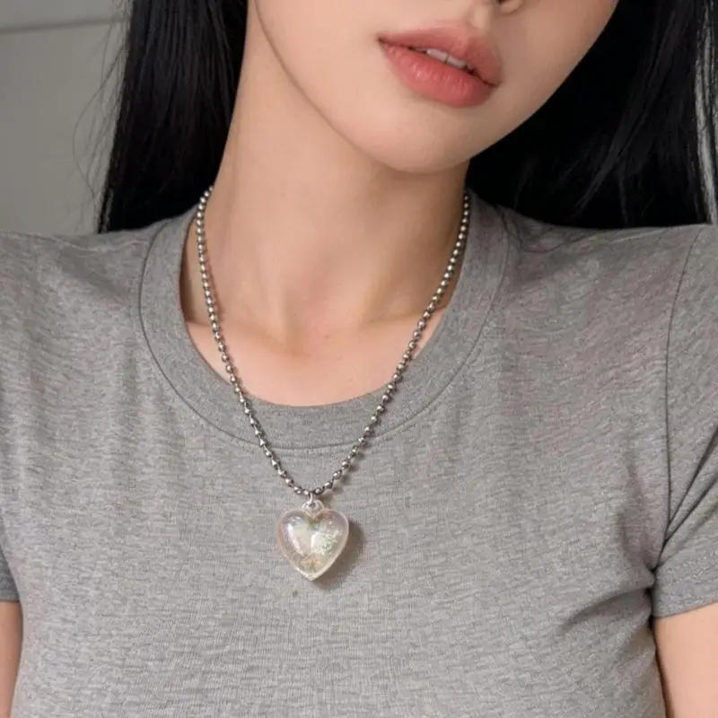 Love Bubble Pendant Necklace With Extender Chain Fashionable Accessory Clavicle Accessories For Her