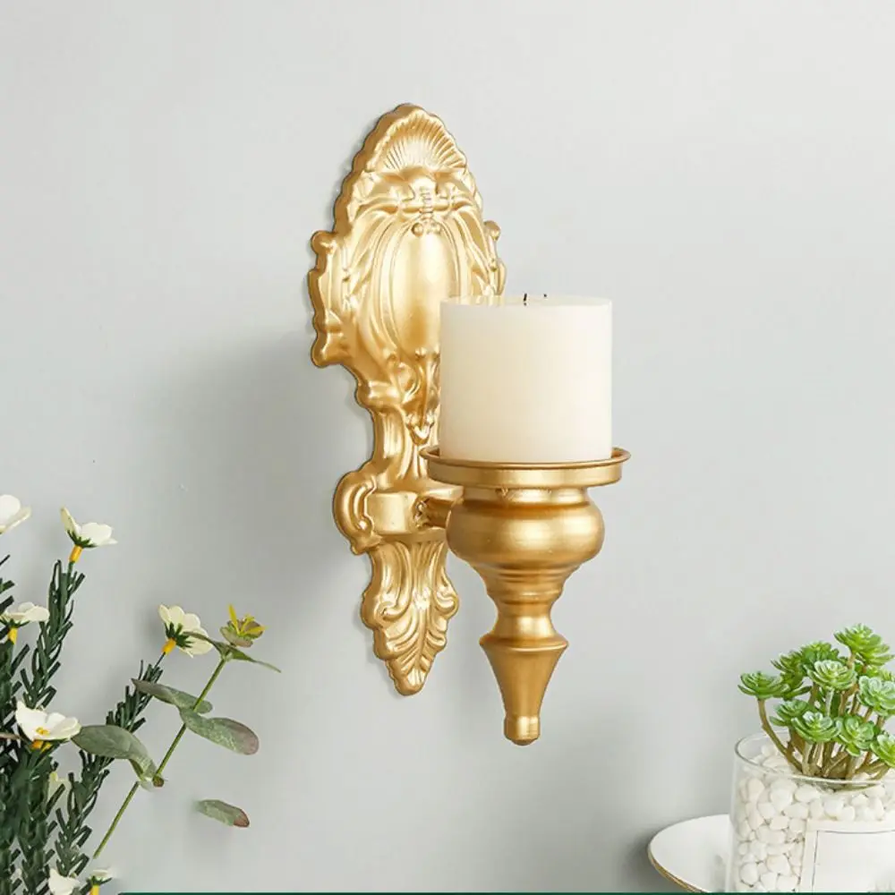 European Style Decorative Wall Mounted Candle Holder Carved Iron Art Nordic Tealight Stand Vintage Metal Candlesticks Wall Decor