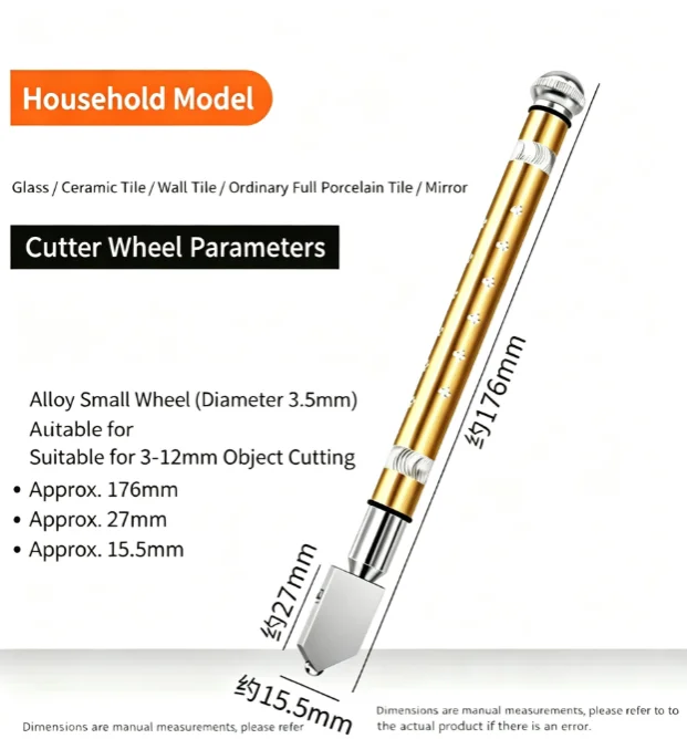 Diamond Glass Cutter – Professional Glass Cutting Tool for Mirror, Tile, Window & DIY Home Use, Durable Tip