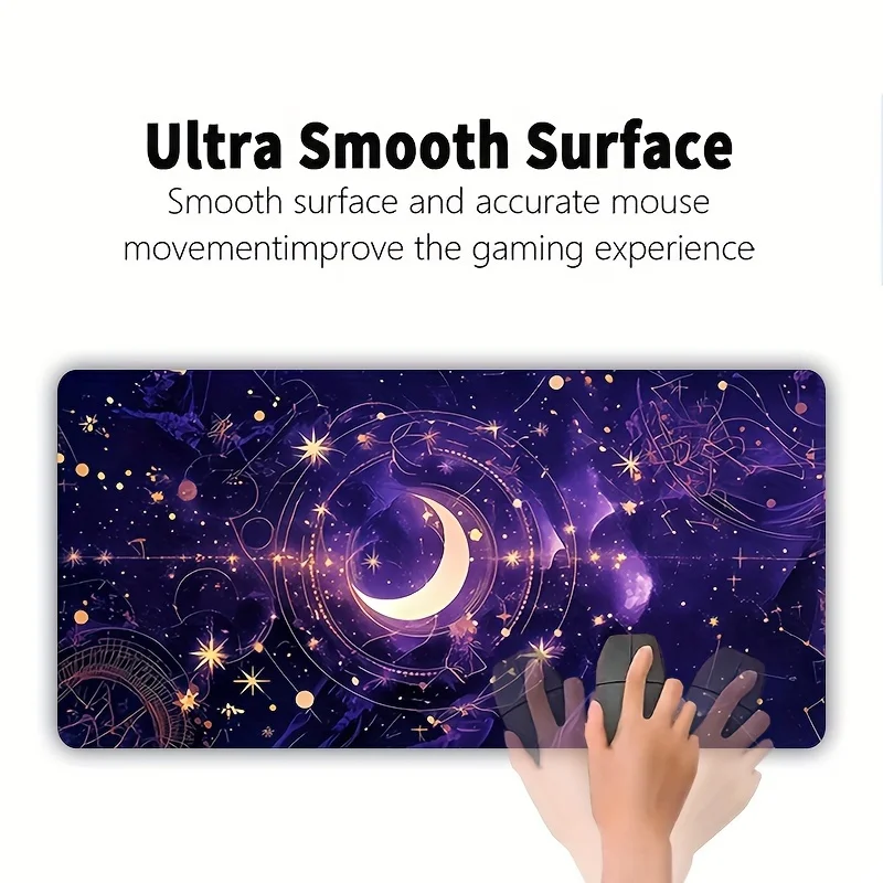 보라색 별이 빛나는 하늘 만화 디자인 마우스 패드 대형 고무 미끄럼 방지 책상 액세서리 사무실 및 게이머 키보드 장식 매트용 마우스 패드