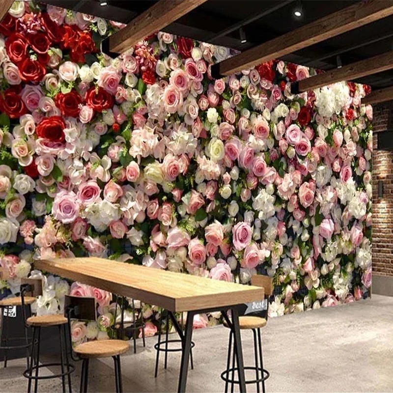 Custom 3D Rose Flower Wall Mural Romantic Floral Wallpaper for Living Room Bedroom Wedding Background Wall Decor Home Art