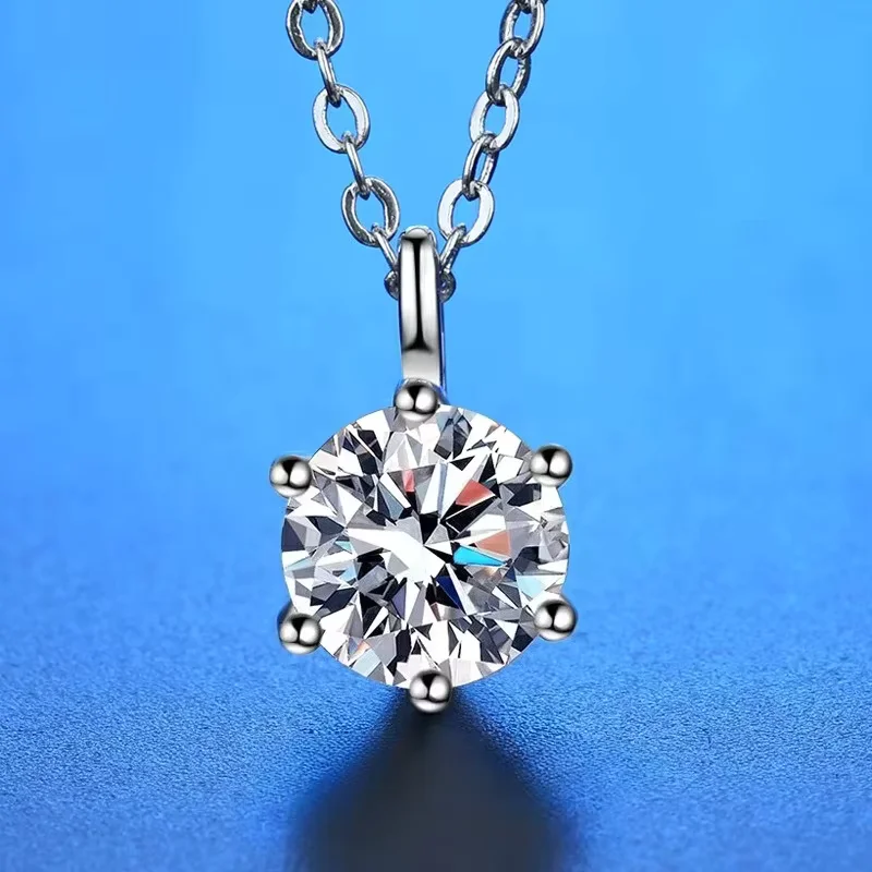 New 2ct Moissanite 925 Sterling Silver Necklace Pendant Chain Fine Jewelry for Woman Wedding Sparkling Classic Party Fashion image 5