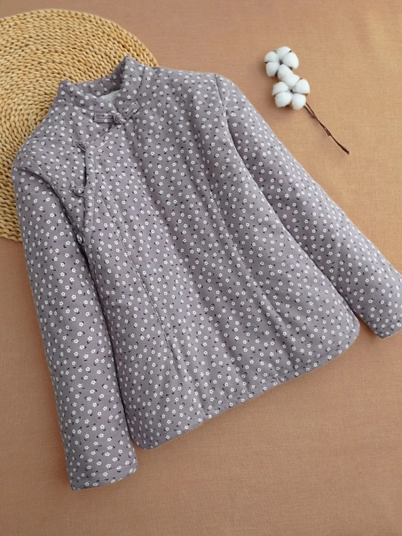 القطن الخالص وسادة مبطنة للنساء جديد النمط الصيني مشبك سليم صالح سميكة ودافئة الرجعية الخريف الشتاء معطف أعلى w342