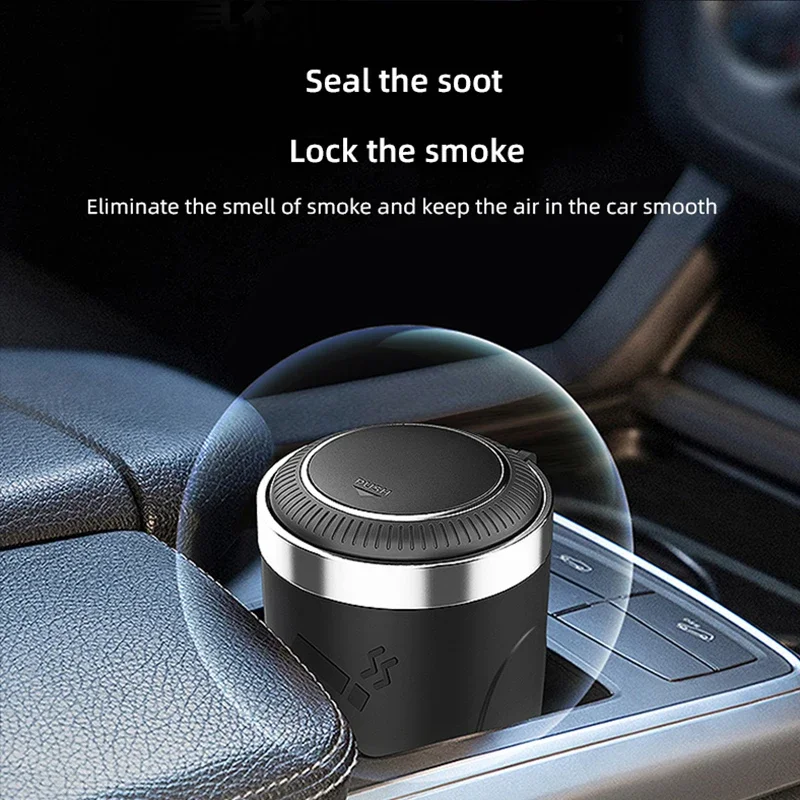 Car Ashtray With LED Light Universal Alloy Ash Tray Car Retardant Cigarette  Holder Ash Tray Automotive Supplies ﻿