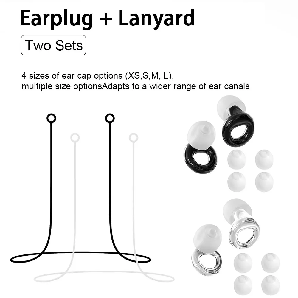 Flexible Waterproof Noise Isolation Silicone Earplugs, Anti-Lost Accessories for Bath, Swim, Sleep, Trip and Office