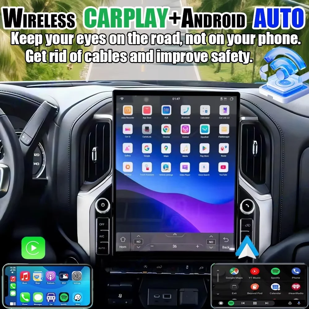 

HP 16,2-дюймовый Android 14 для Chevrolet Silverado 2019-2023, автомобильная GPS-навигация CarPlay HD, сенсорный экран, головное устройство, мультимедийный плеер