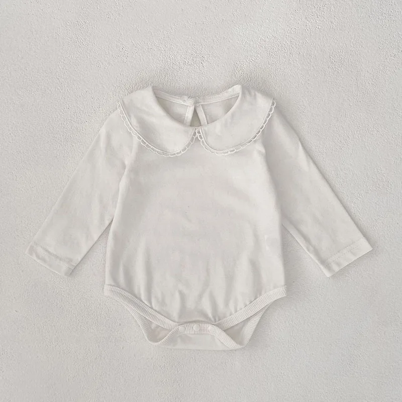 

2025 New Autumn 0-24M Children Clothes Newborn Baby Girls Bodysuits Long Sleeved Cotton Solid Color Infant Baby Girls Jumpsuit