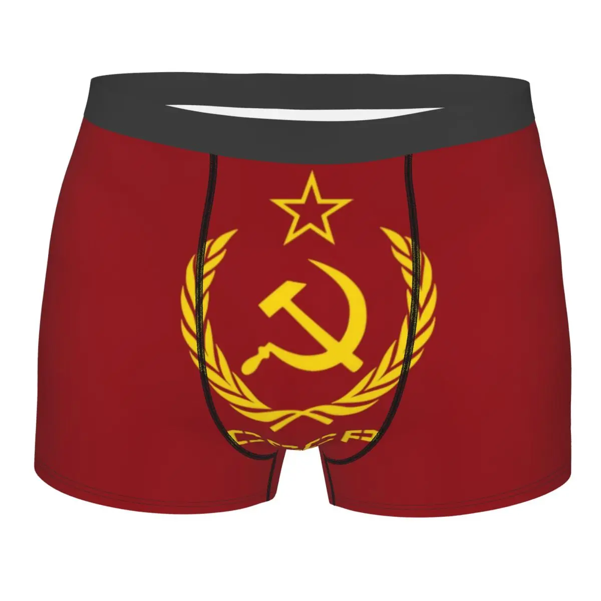 Male Fashion Russian USSR Soviet Union Socialism Hammer And Sickle Underwear Boxer Briefs Men Breathbale Shorts Underpants