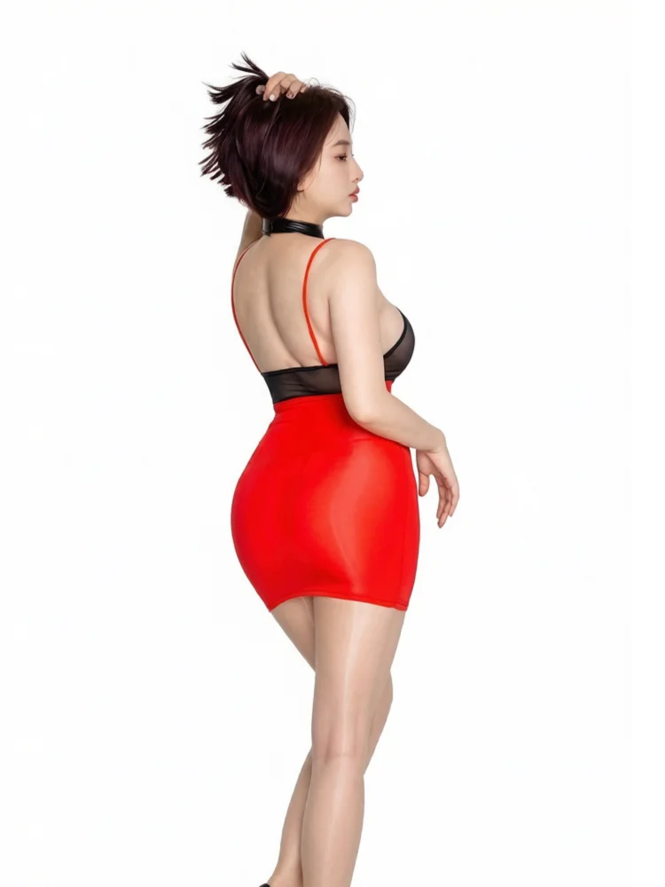 Ladies Sexy Lingerie Stewardess Outfit Secretary Glossy Uniform Set Women Professional Role-Playing Butt-Covering Skirt Tempting