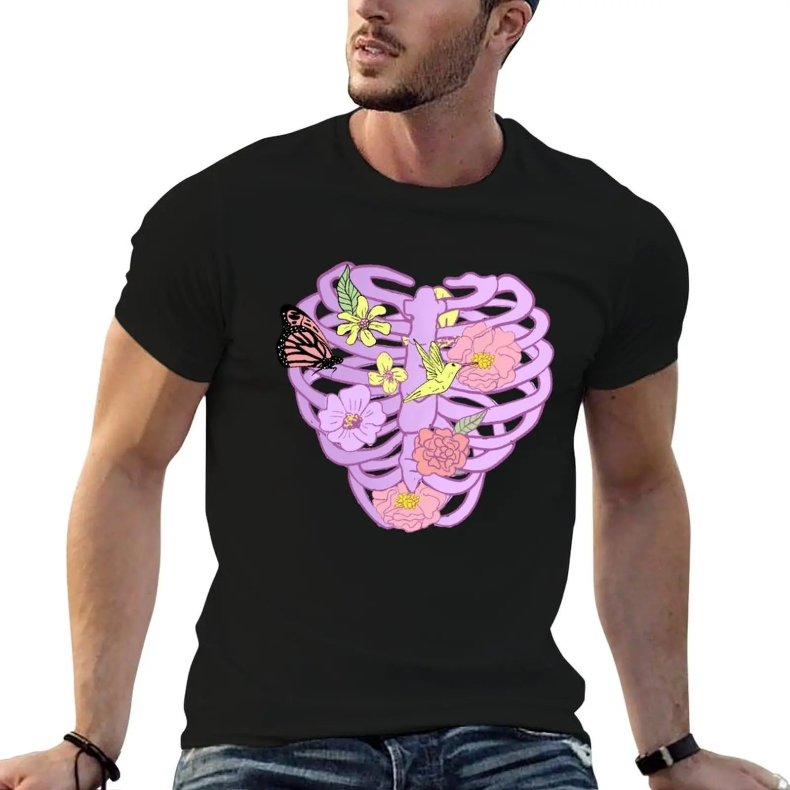 

Pastel Goth Ribcage Witchy Design Kawaii T-Shirt t shirts for man graphic funny t shirt man plain funny t shirts man T-shirt