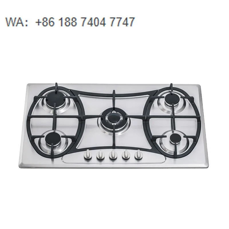 Built-in Gas Cooker, Stainless Steel Material, 5 Metal Control Knobs, Natural Gas/Propane Available for Home Kitchen