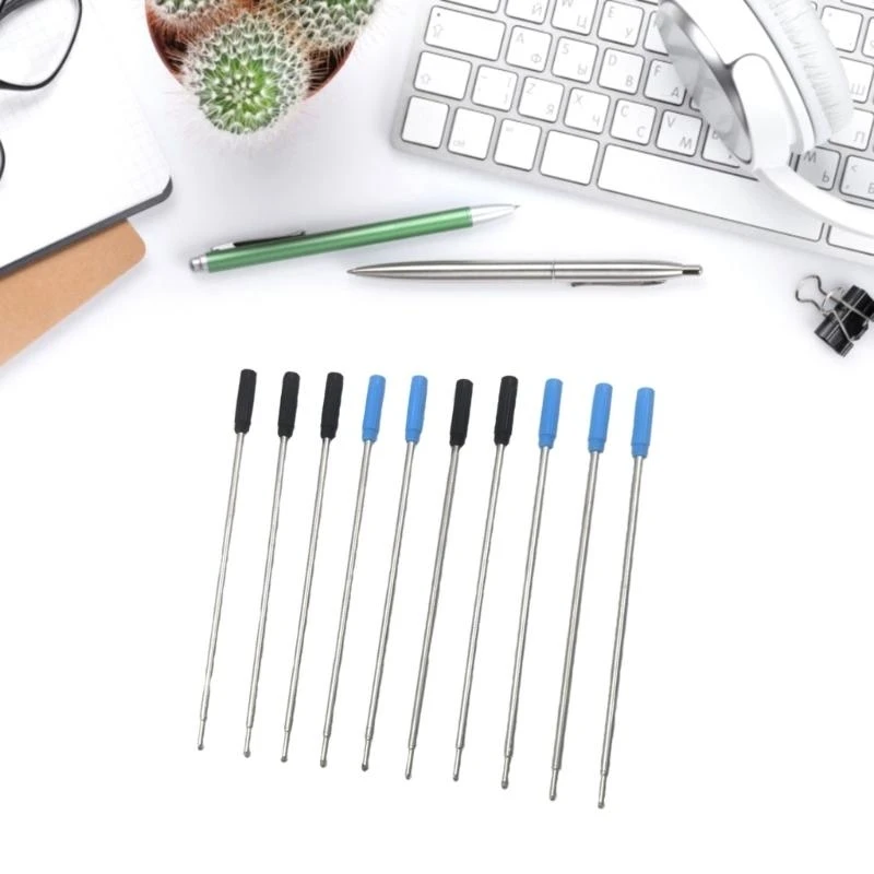 

10Pcs Replacement Ballpoint Pen Refills - Blue Black (115mm)