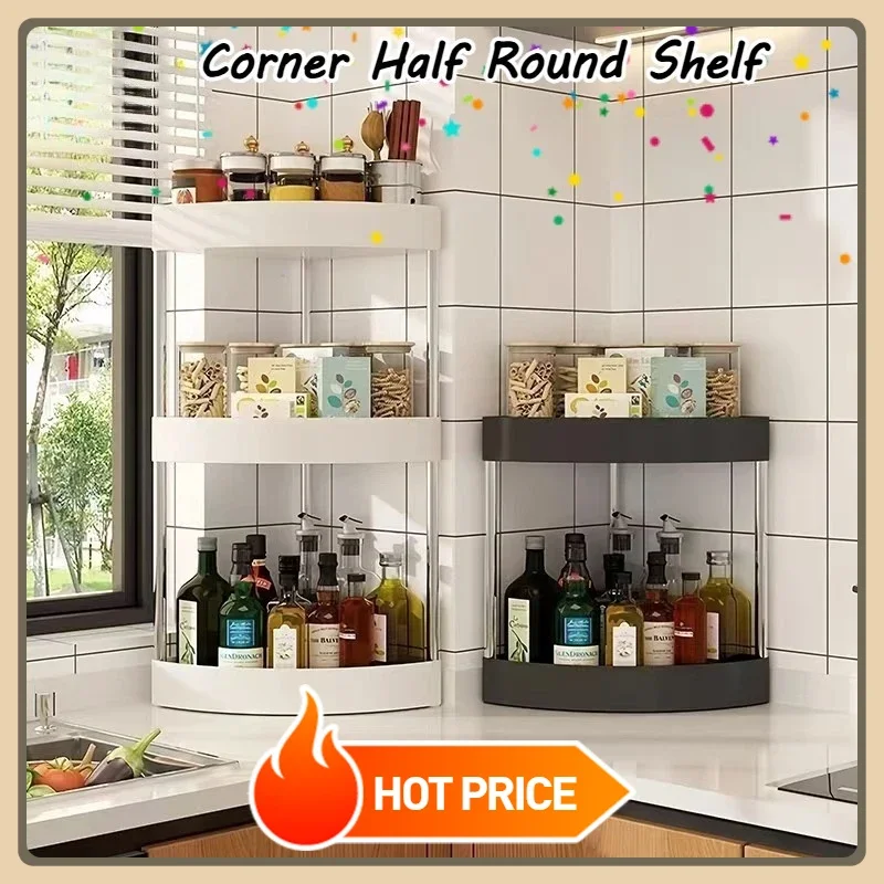 Three-tier corner storage rack for bathroom, used for kitchen corner, multi-layer condiment storage rack, sink corner rack.