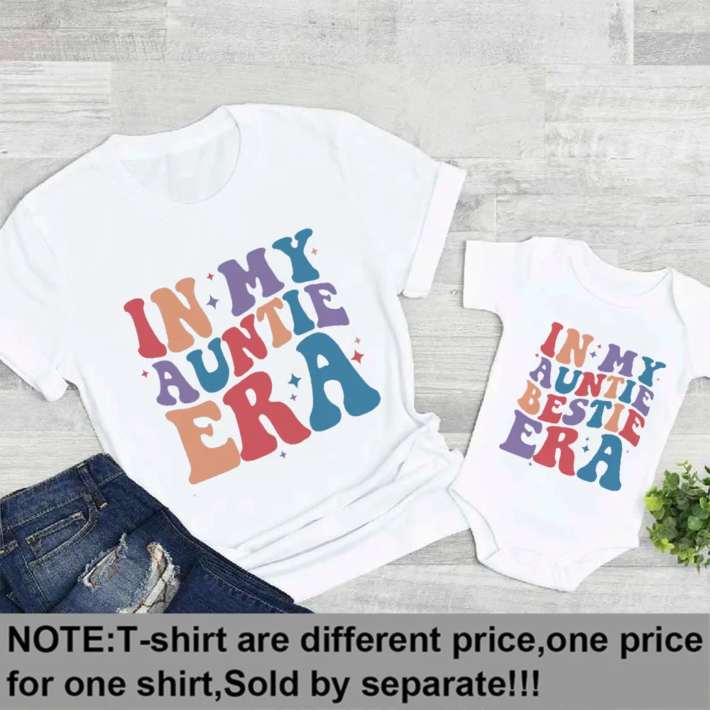 In My Auntie Era Shirt Matching Family Shirt Auntie and Nephew Shirts Cloth Niece Baby Romper Auntie T-shirts Gift for New Aunt