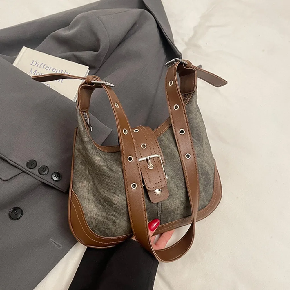

Simple Hobo Shoulder Bag Vintage Hobo Bag Crossbody Bag Buckle Underarm Bag Saddle Bag Minority Design Crescent Bag Girls