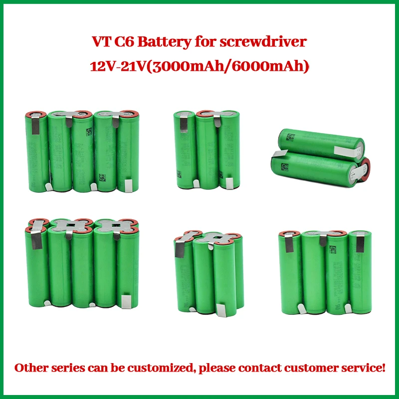 

12V-21V Series Connection VTC6 Battery Pack US18650VTC6 （3000mah-6000mAh） Battery 30A for 18V Screwdriver Battery Customize
