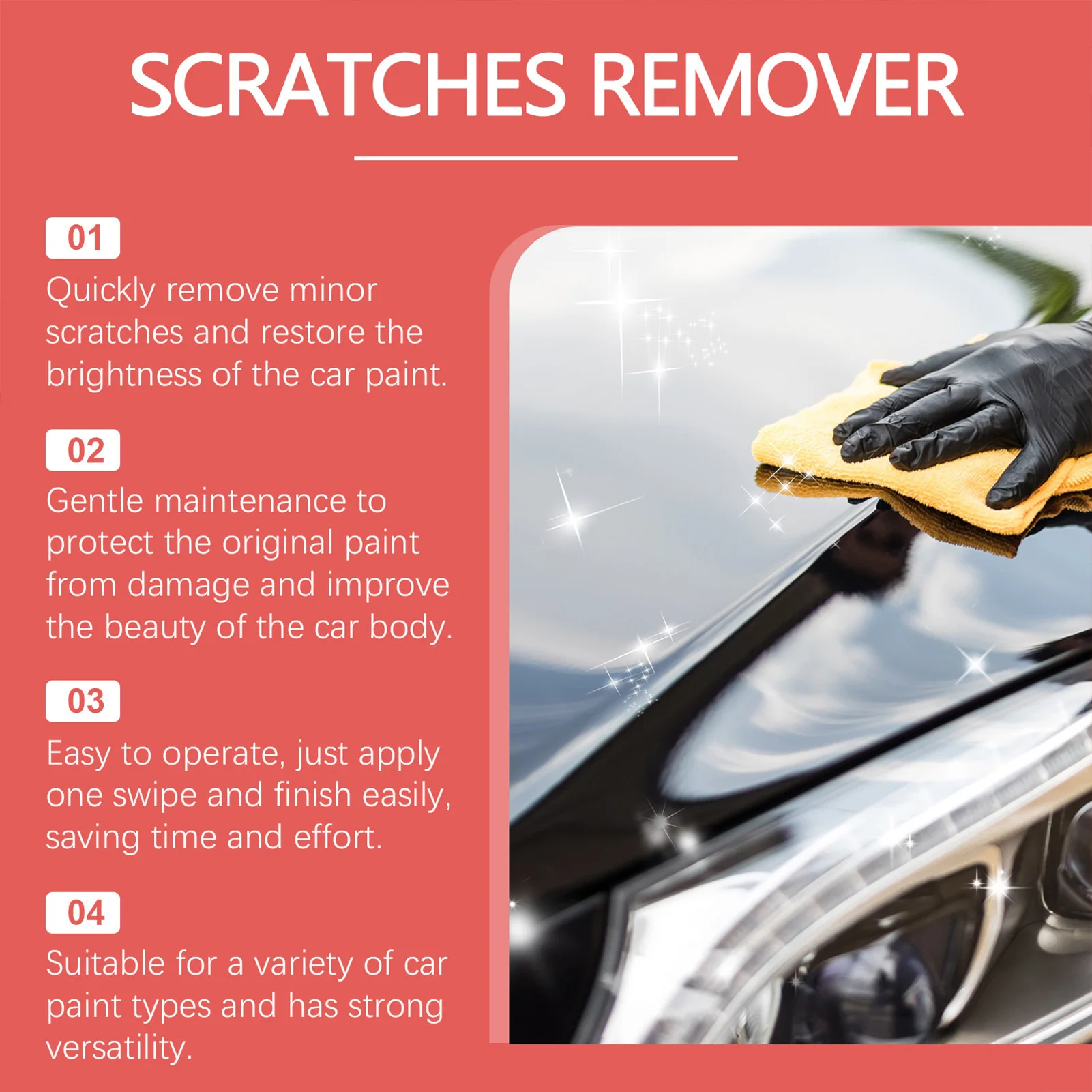 Car Scratch Remover Repair Wax Effective Scratch Repair Easy Application Tool Suitable for Door Handles' Fingernail Scratches