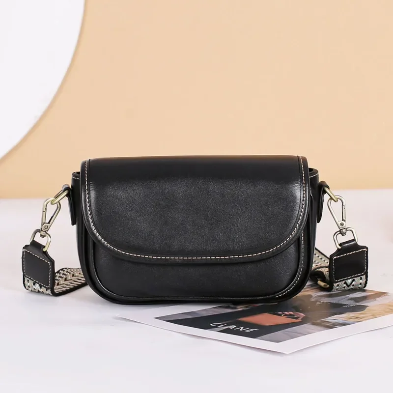 

Saddle Bag Women Bag 2023 Retro Vegetable Tanned Cowhide Shoulder Bag Real Leather Bag For Wome Messenger Bag Lady Popular Purse