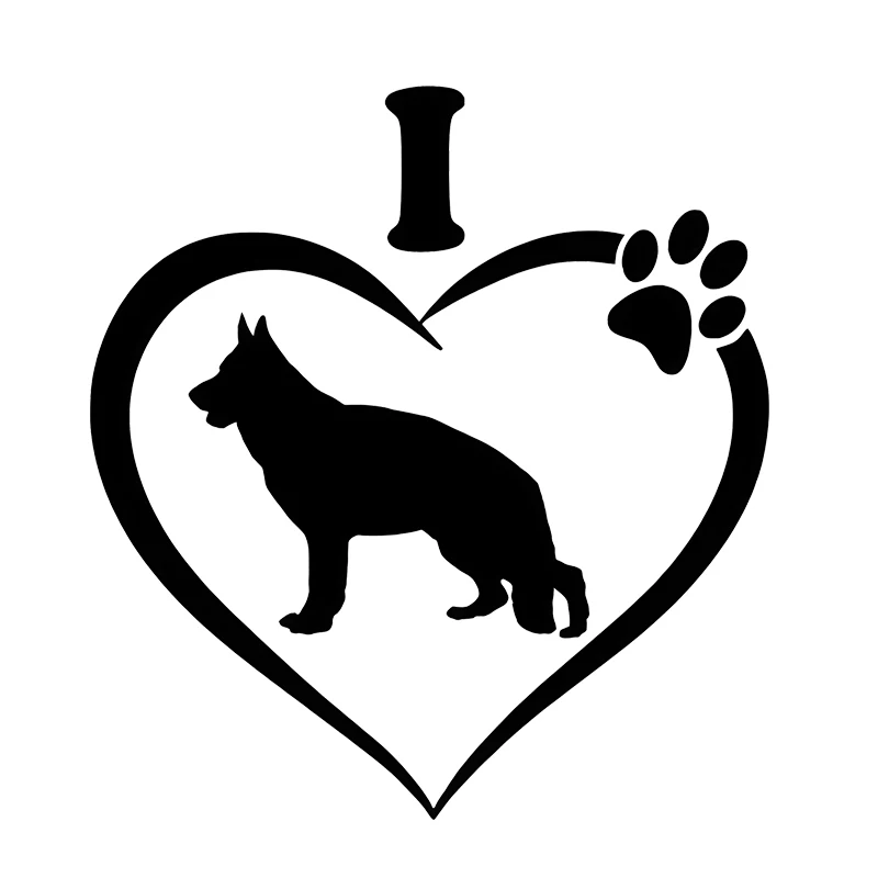 GS22# I Love My German Shepherd wPaw Car Sticker Car Decals, Weather-Resistant Vinyl Stickers for Windows,