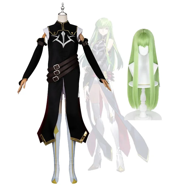 

Хэллоуин 2026 C.C. Косплей Костюм Парики Черный Рыцарь Корпус Униформа Юбка Королева CC Одеваются Comic-con Косплейер Аниме Костюмы