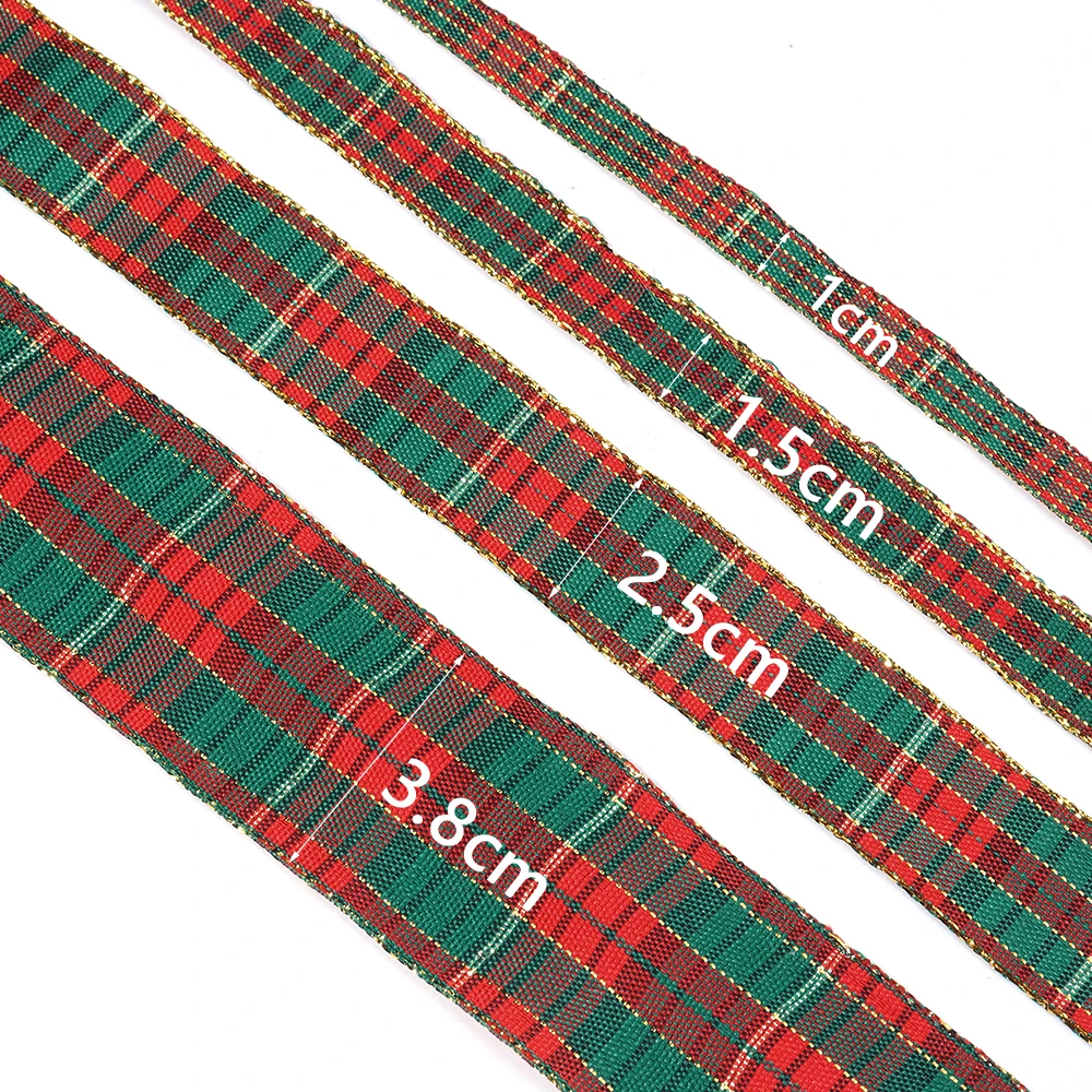 5-10 yards/lot Polyester Vintage Plaid Bänder Weihnachten Rot Grün Plaid Bänder Für DIY Party Weihnachten Geschenke Verpackung zubehör – Detail 1