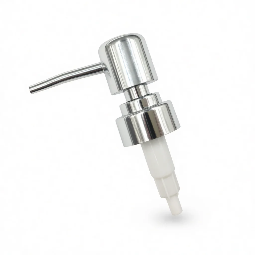 Premium 28mm Lotion Pump Head Electroplated ABS Plastic Dispenser For Travel Size Liquid Soap Cream Cosmetic Packaging