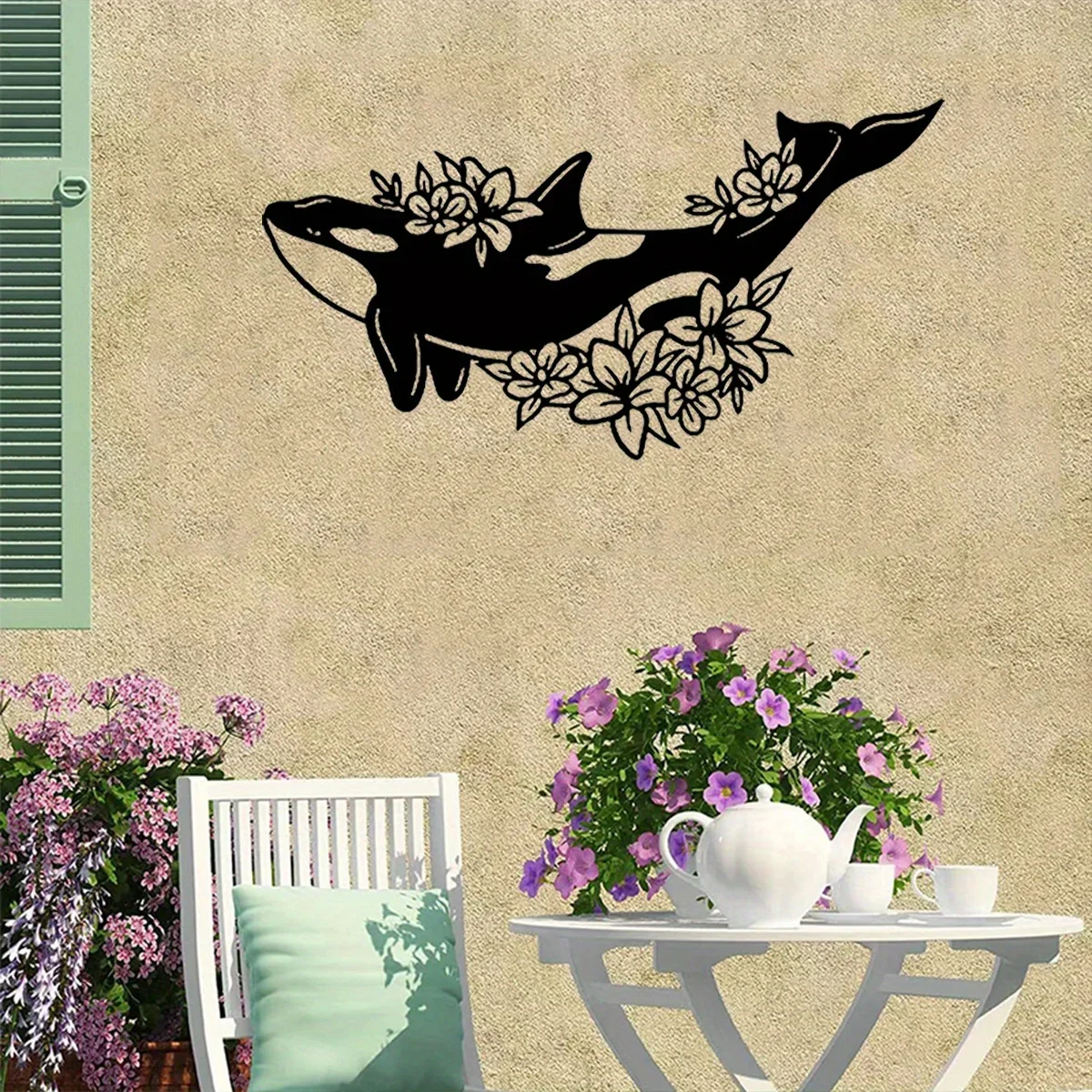 

1pc Whale Mural, Marine Life Metal Silhouette, Metal Crafts, Home Decoration, Metal Art Home Decoration, Outdoor Wall Decoration