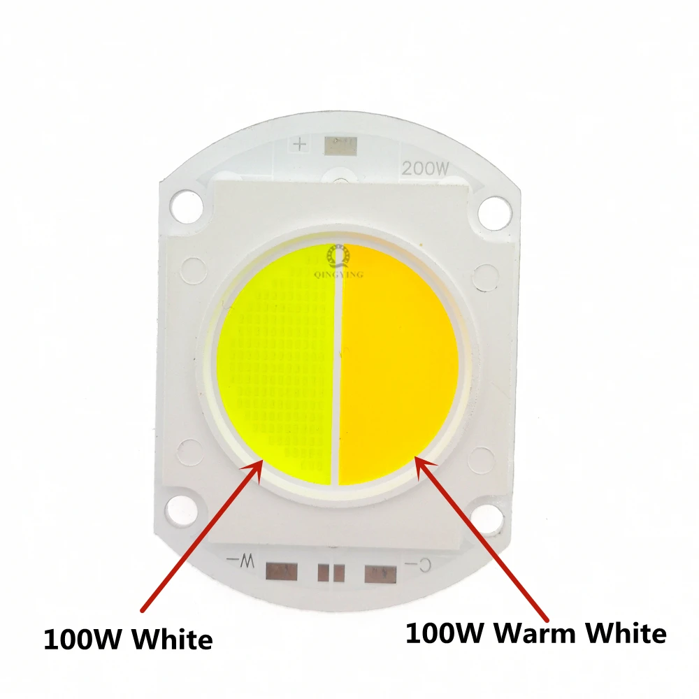 Imagem -02 - Dual Color High Power Led Cob Chip Branco Quente Frio Holofote ao ar Livre Lâmpada Holofote 100w 200w 3236v 3000k 6500k Pcs