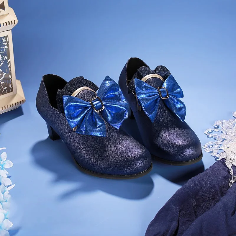 Game Genshin Impact Focalors Cosplay Prop Shoes Furina retro delicate Blue bow Fontaine water god New Costume shoes G