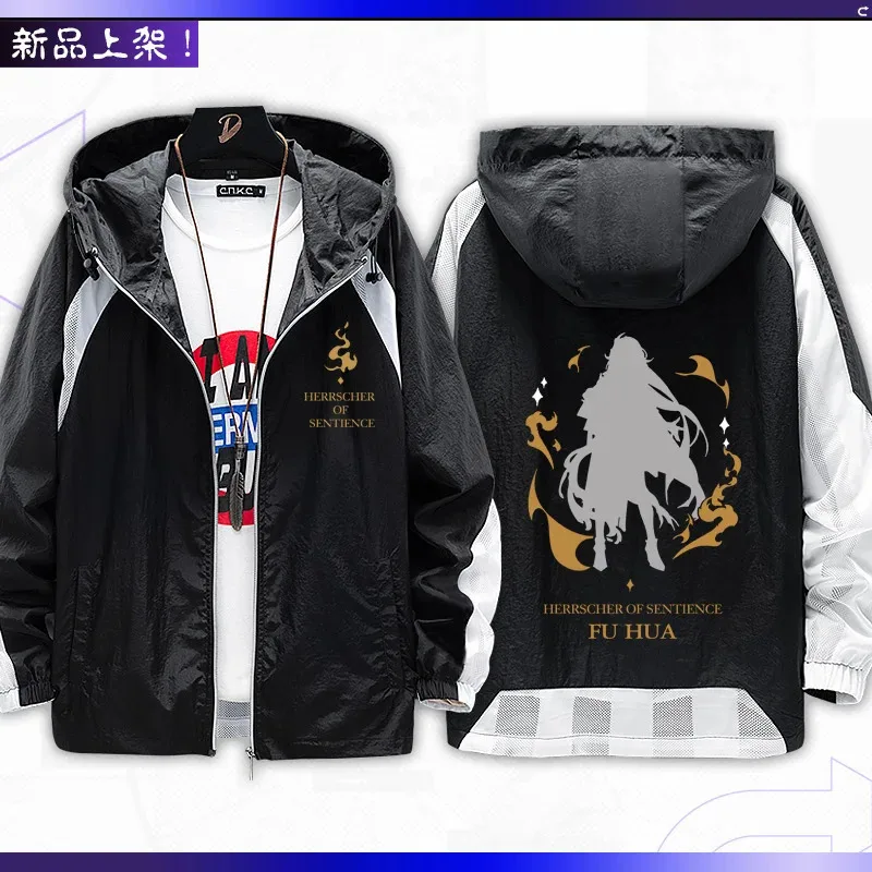 2025 11 애니메이션 혼카이 임팩트 3 푸화 코스프레 유니섹스 겨울 후드 코트 탑 자외선 차단 의류 래쉬가드 학생 재킷 패션