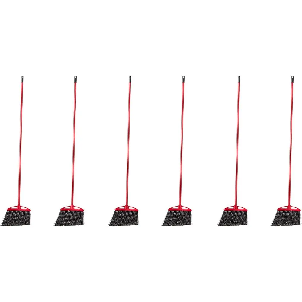 

Angle Broom With Metal Handle, 6-Pack, Black & Red